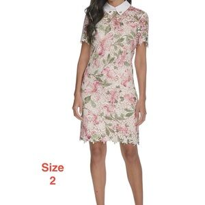 H by Halston Pink Floral Lace Mini Dress